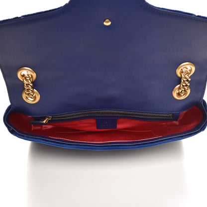 Gucci Velvet Matelasse Medium GG Marmont Shoulder Bag Cobalt Blue 6 of 9