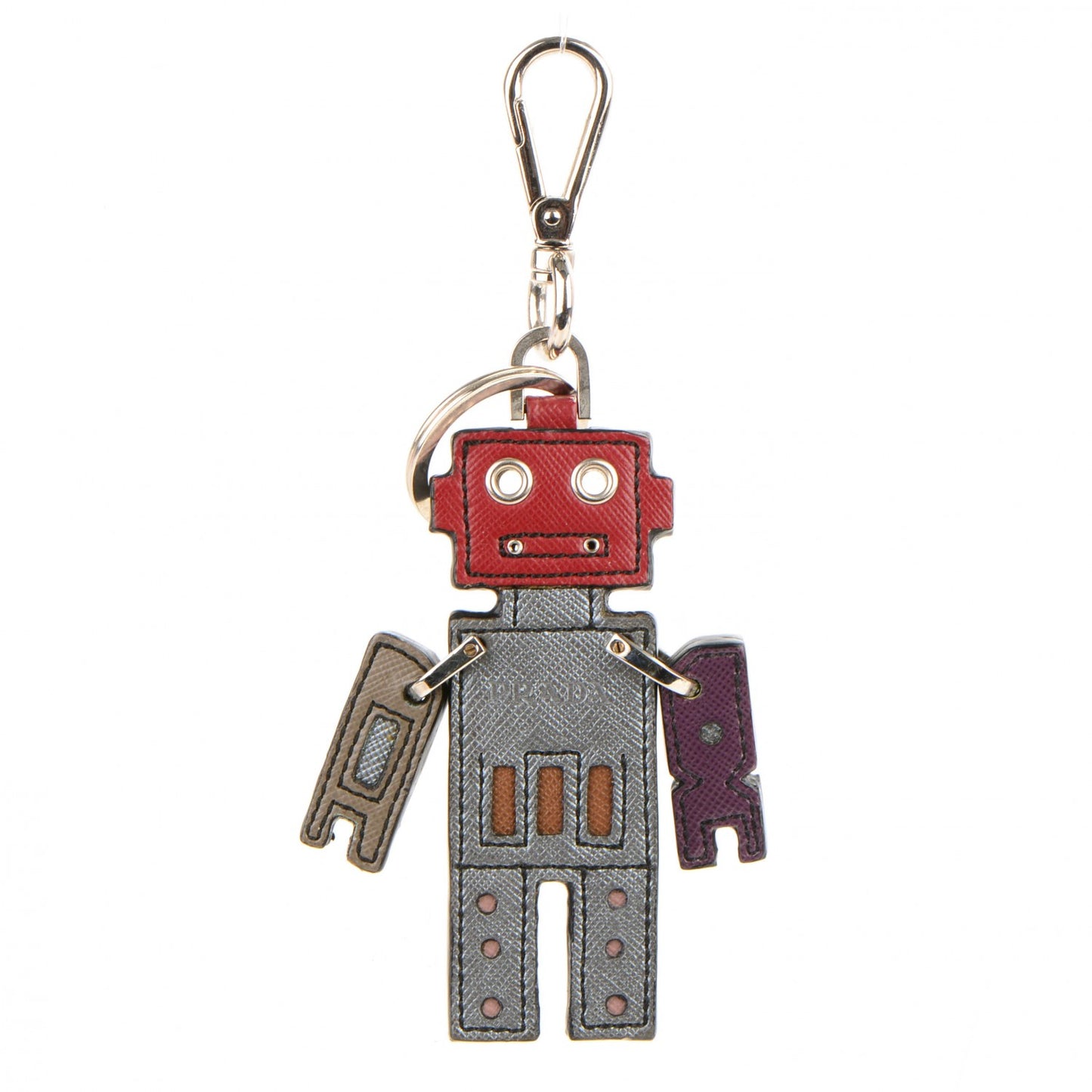 Saffiano Robot Trick Keychain Argento Porpora