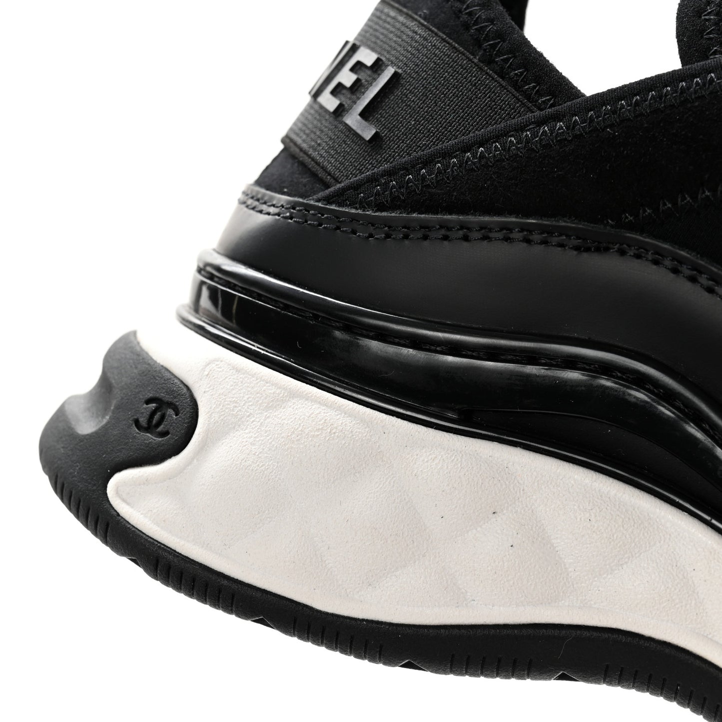 Velvet Calfskin Mixed Fibers CC Sneakers 35.5 Black