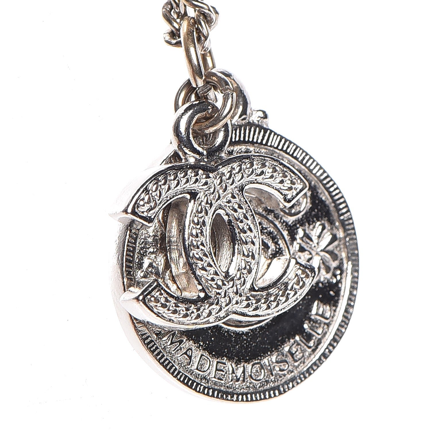 Chanel CC Coco Mademoiselle Coin Necklace Silver 7 of 7