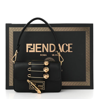 Fendi X VERSACE Vitello Seta Fendace Mini Brooch Baguette Black 12 of 12