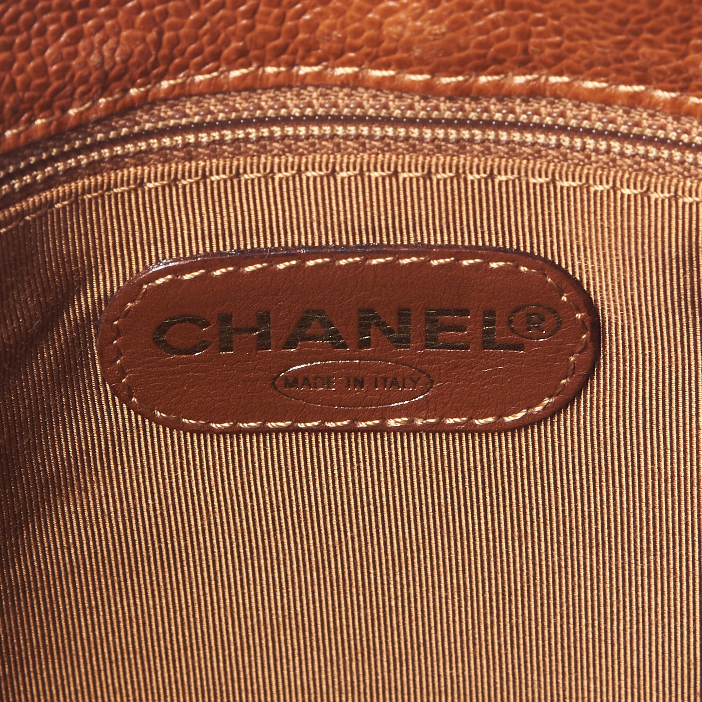 Caviar Large CC Shoulder Bag Light Brown