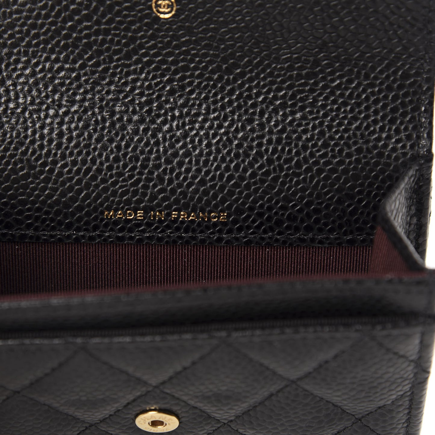 Caviar Quilted Flap Card Holder Wallet Black