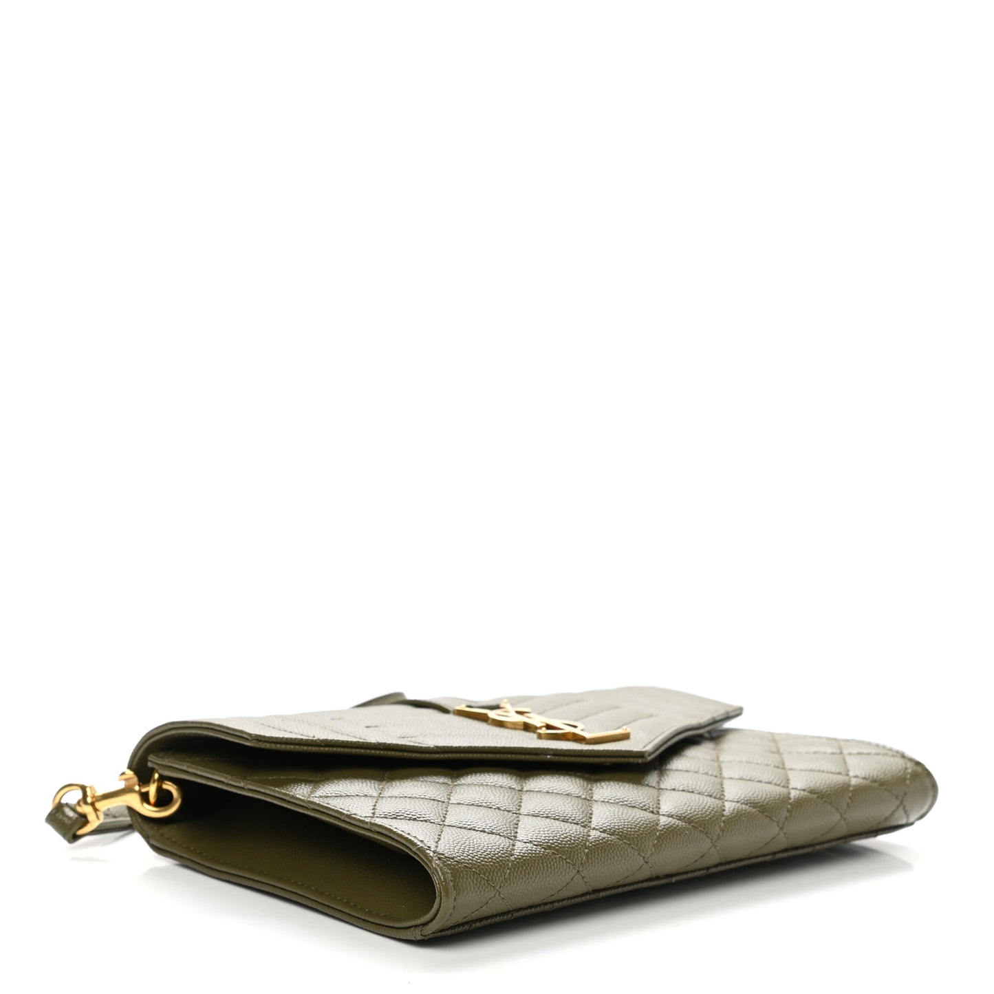 Grain De Poudre Textured Mixed Matelasse Triquilt Monogram Clutch Vert Kaki