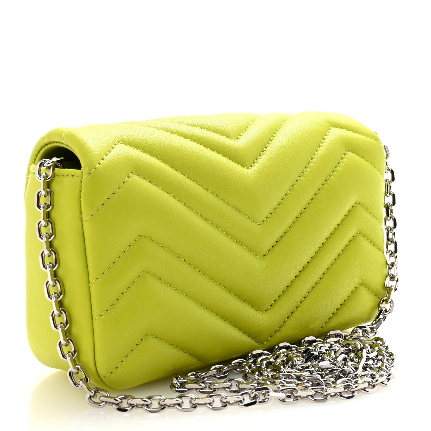 Lambskin Matelasse Mini GG Marmont Shoulder Bag Bright Green