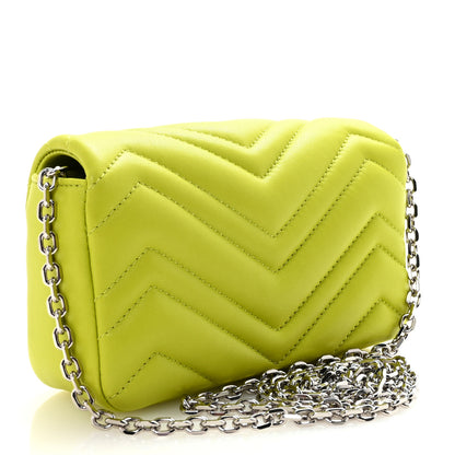 Gucci Lambskin Matelasse Mini GG Marmont Shoulder Bag Bright Green 3 of 11