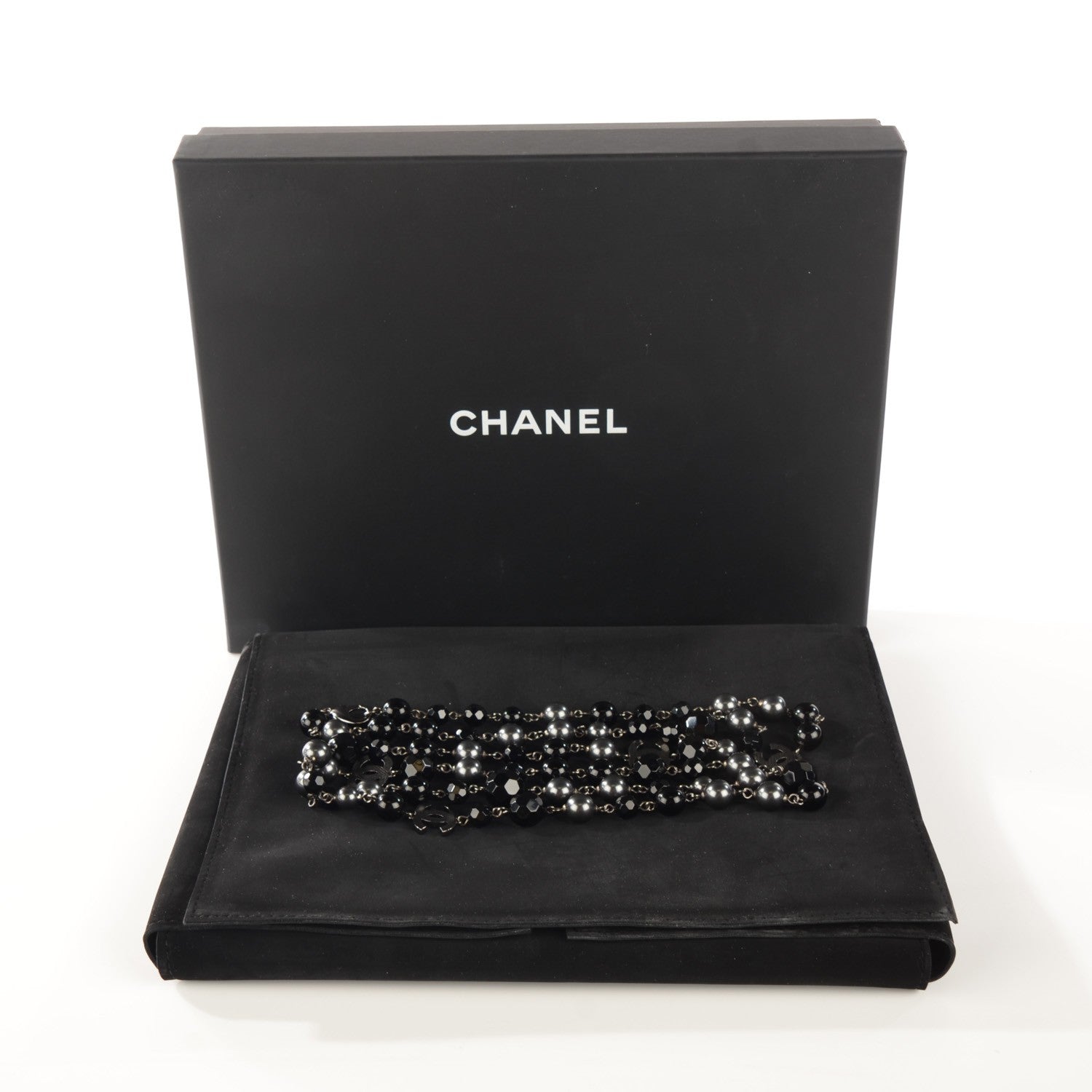 Chanel Ruthenium Beaded CC Long Necklace Black 4 of 5