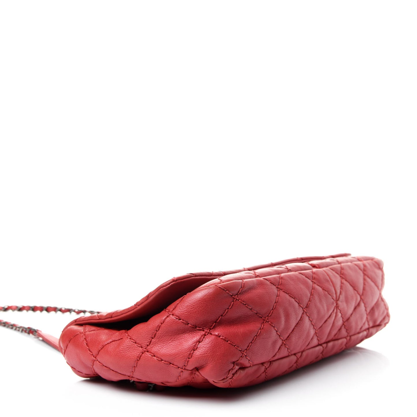 Grained Calfskin Medium Natural Beauty Flap Red