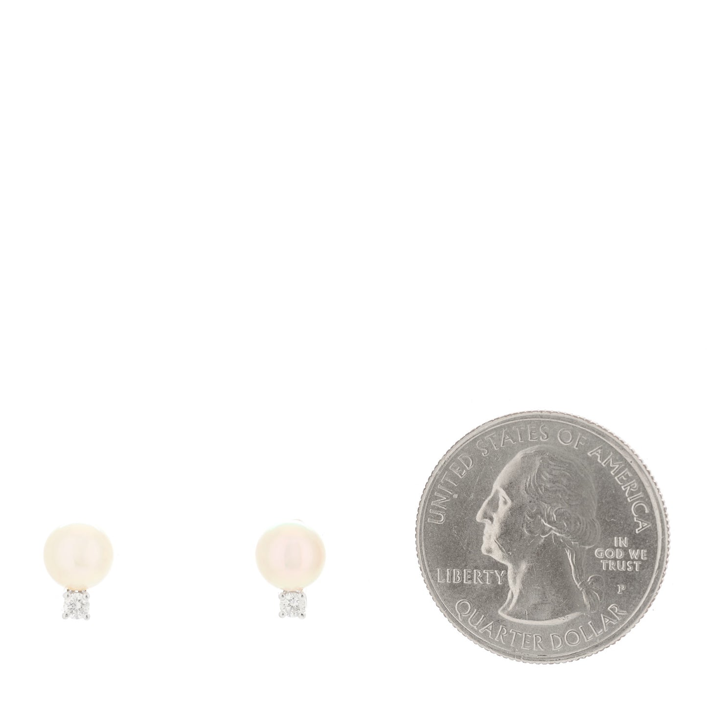 18K White Gold Diamond Akoya Pearl 6.5-7mm Signature Earrings