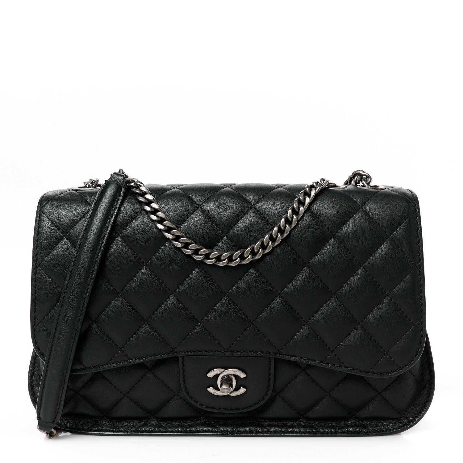 Chanel Metallic Goatskin Quilted Large Rock In Rome Flap Black 1 of 11