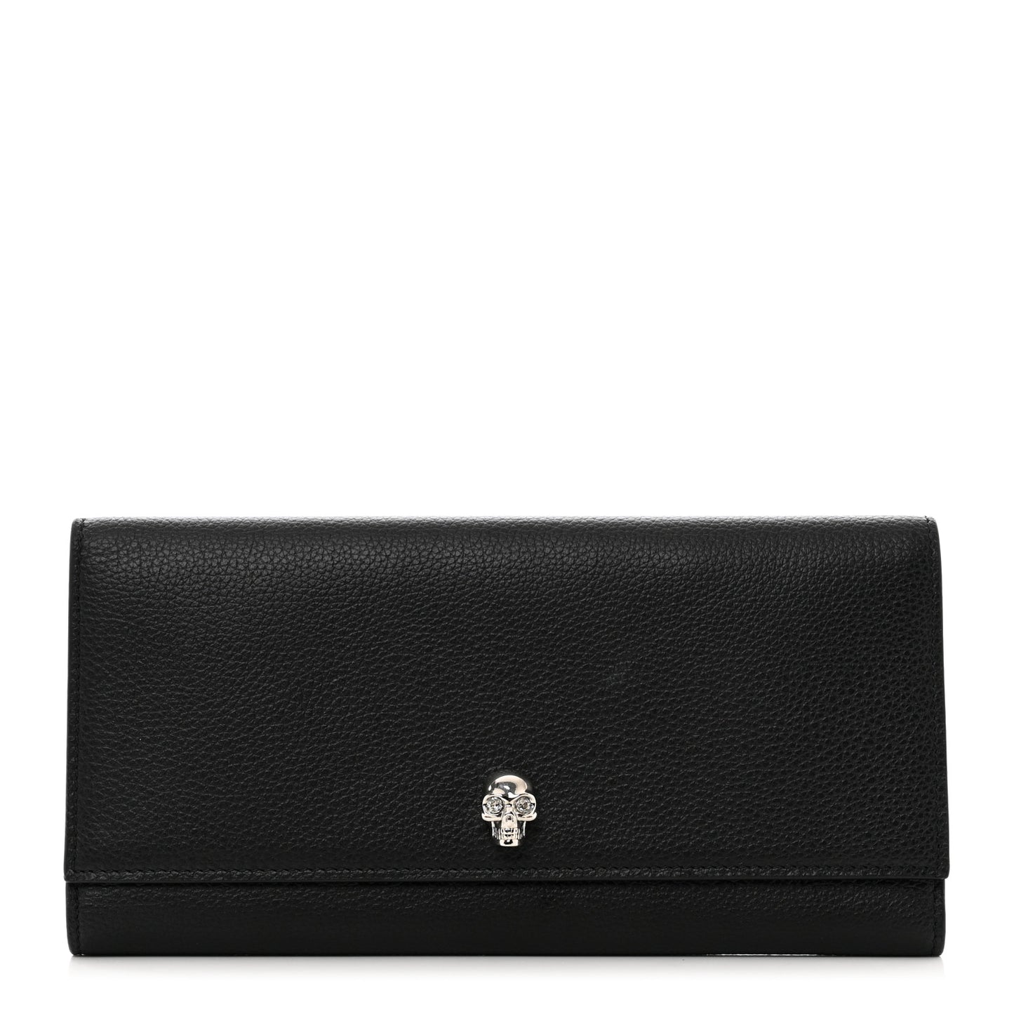 Calfskin Skull Clutch Wallet Black