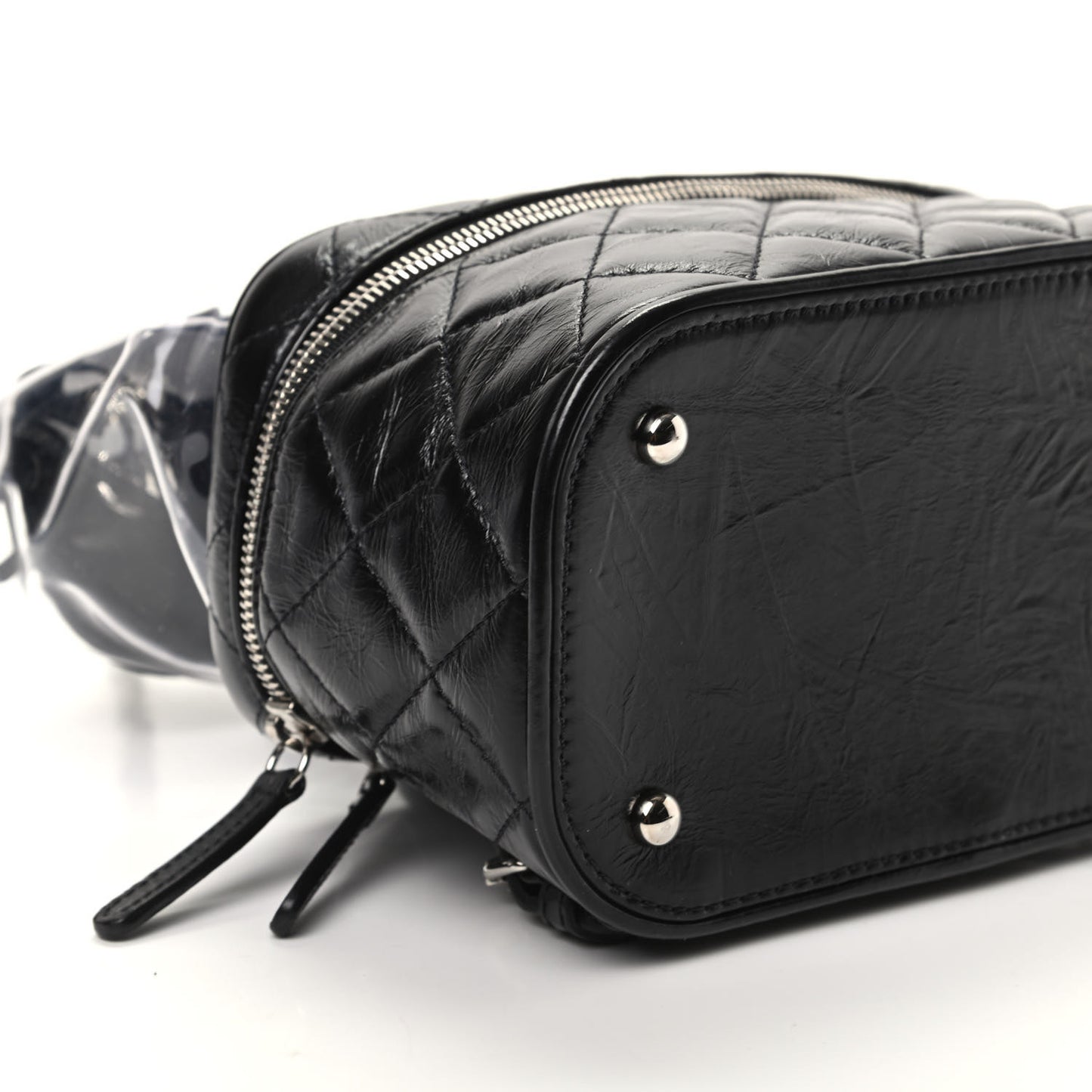 Crumpled Calfskin PVC Quilted Backpack Black