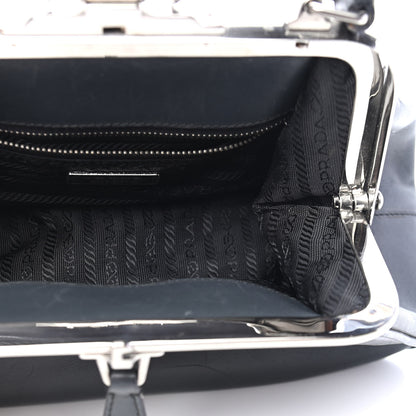 Prada Calfskin Top Handle Frame Bag Black 4 of 10