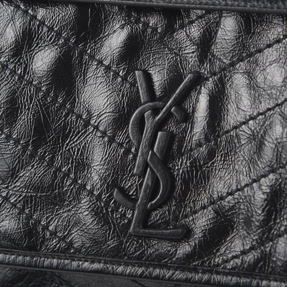 Saint Laurent Crinkled Calfskin Matelasse Monogram Medium Niki Chain Satchel Black 10 of 11
