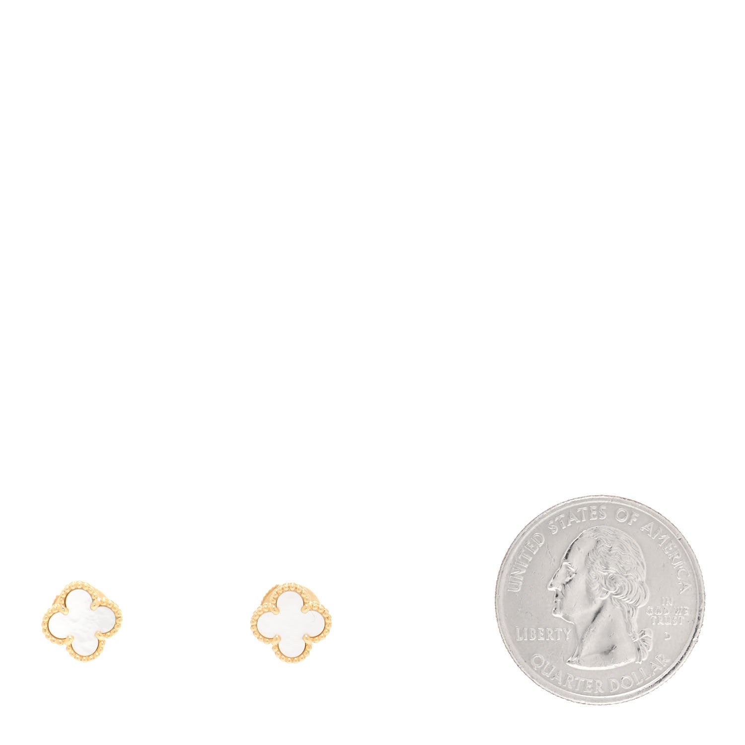 Van Cleef & Arpels 18K Yellow Gold Mother of Pearl Sweet Alhambra Earrings 2 of 6