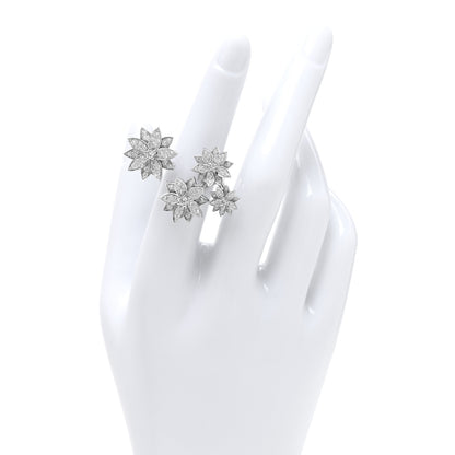 Van Cleef & Arpels 18K White Gold Diamond Lotus Between The Finger 4 Flowers Ring 52 6 2 of 5