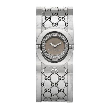 Gucci Stainless Steel Diamond Bezel 23mm Twirl Quartz Watch Brown 1 of 4