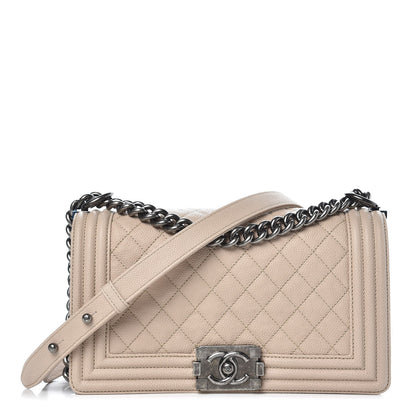 Chanel Caviar Quilted Medium Boy Flap Light Beige 1 of 8
