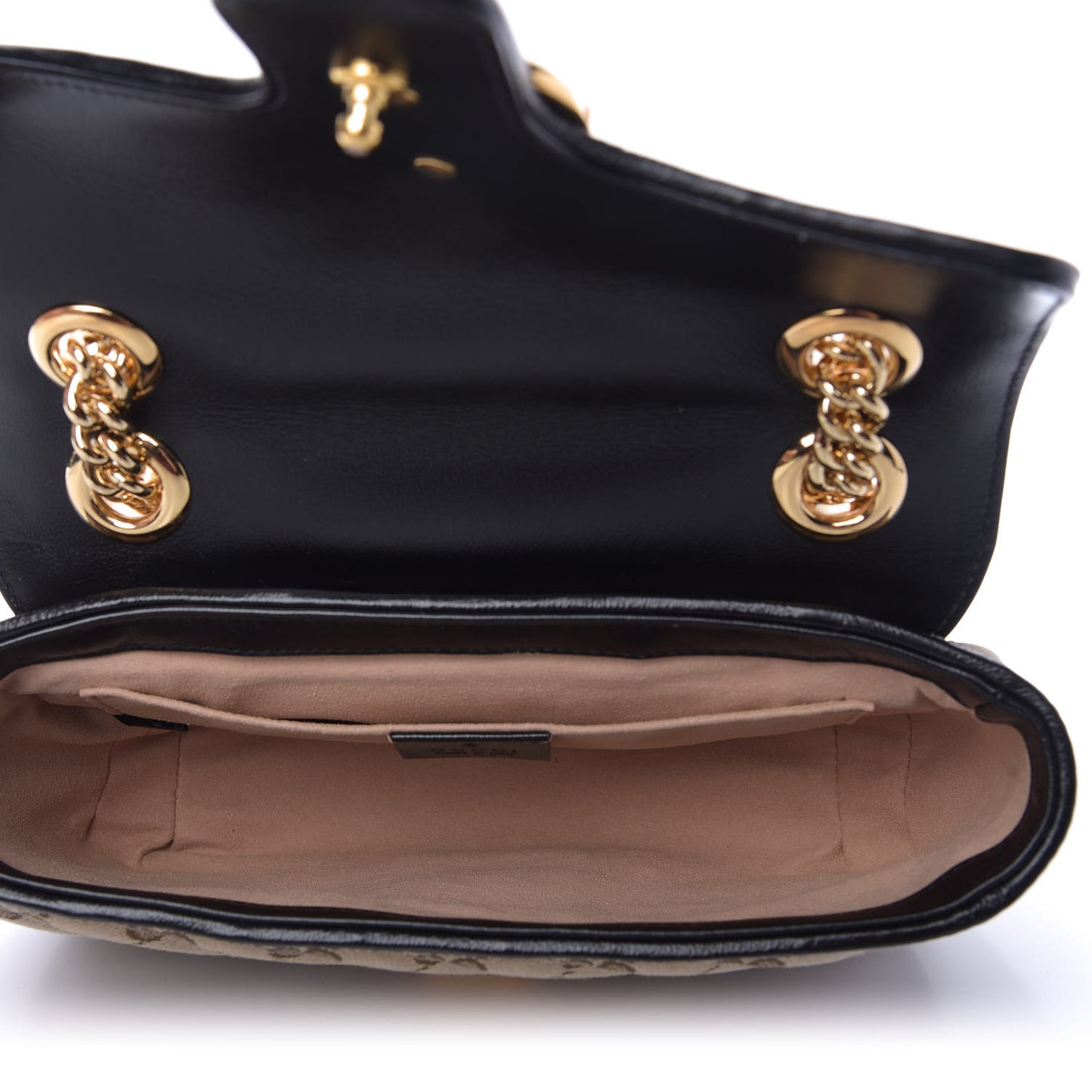 Monogram Matelasse Diagonal Mini GG Marmont Shoulder Bag Beige Black