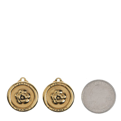 Chanel Round Coco Camellia Clip On Earrings Gold 2 of 4