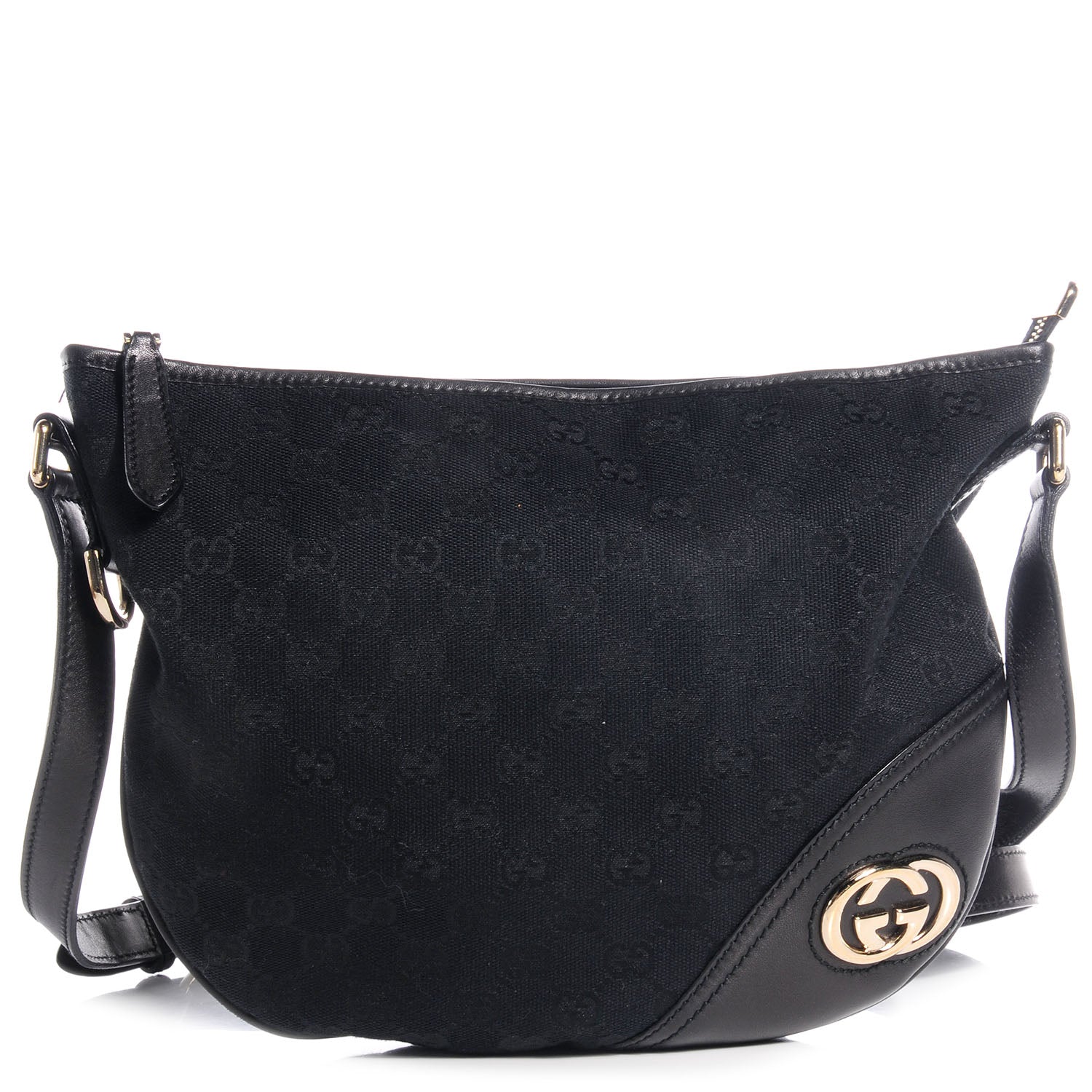 Gucci Monogram Medium New Britt Half Moon Hobo Black 1 of 7