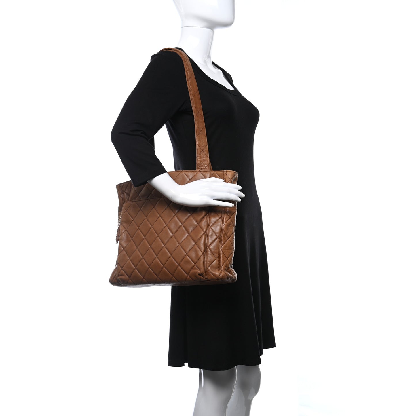 Lambskin Quilted Tote Brown