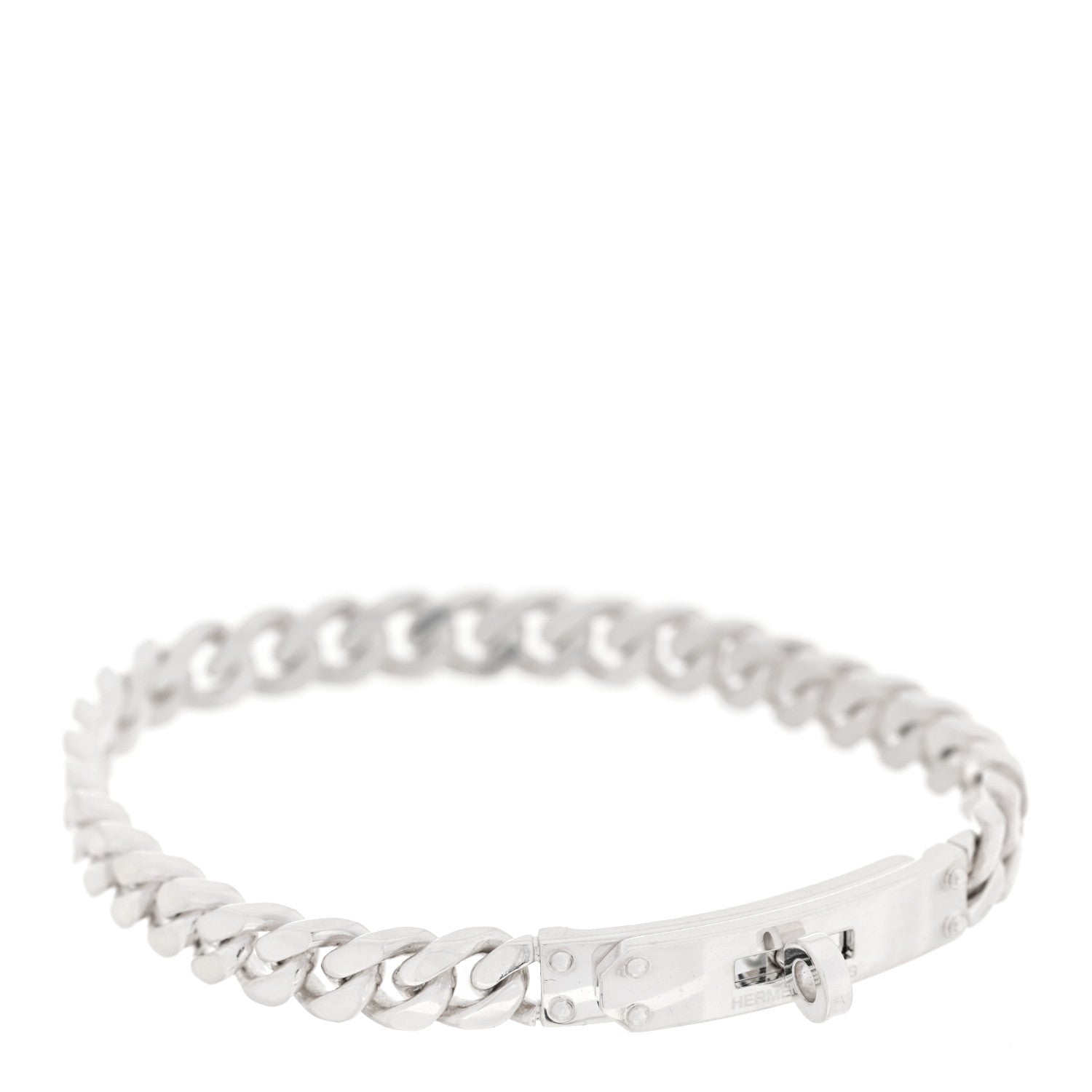 Hermes Sterling Silver TPM Kelly Gourmette Bracelet LG 3 of 6