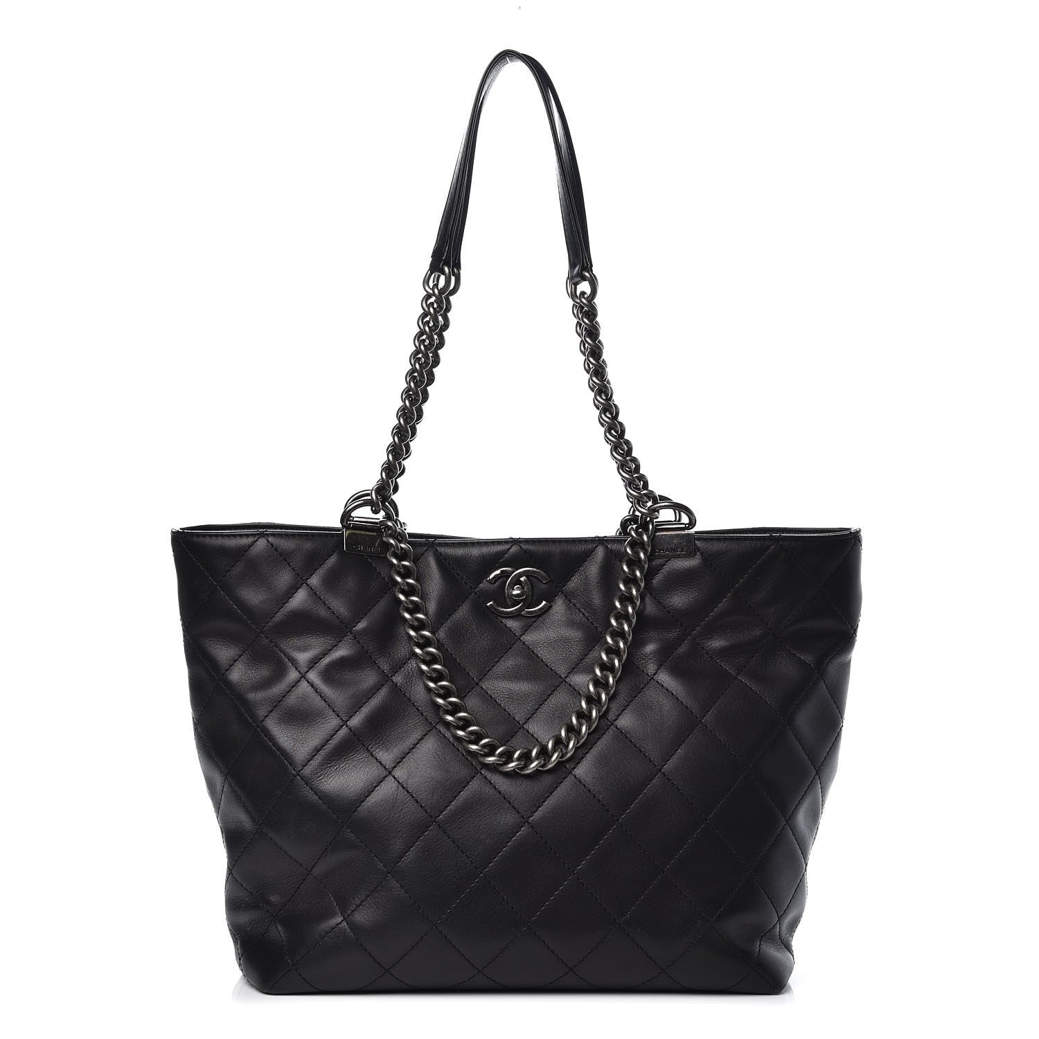Chanel Calfskin Quilted Shopping In Chains Tote Black 1 of 13
