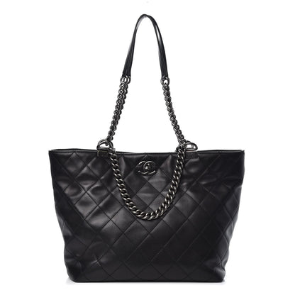 Chanel Calfskin Quilted Shopping In Chains Tote Black 1 of 13