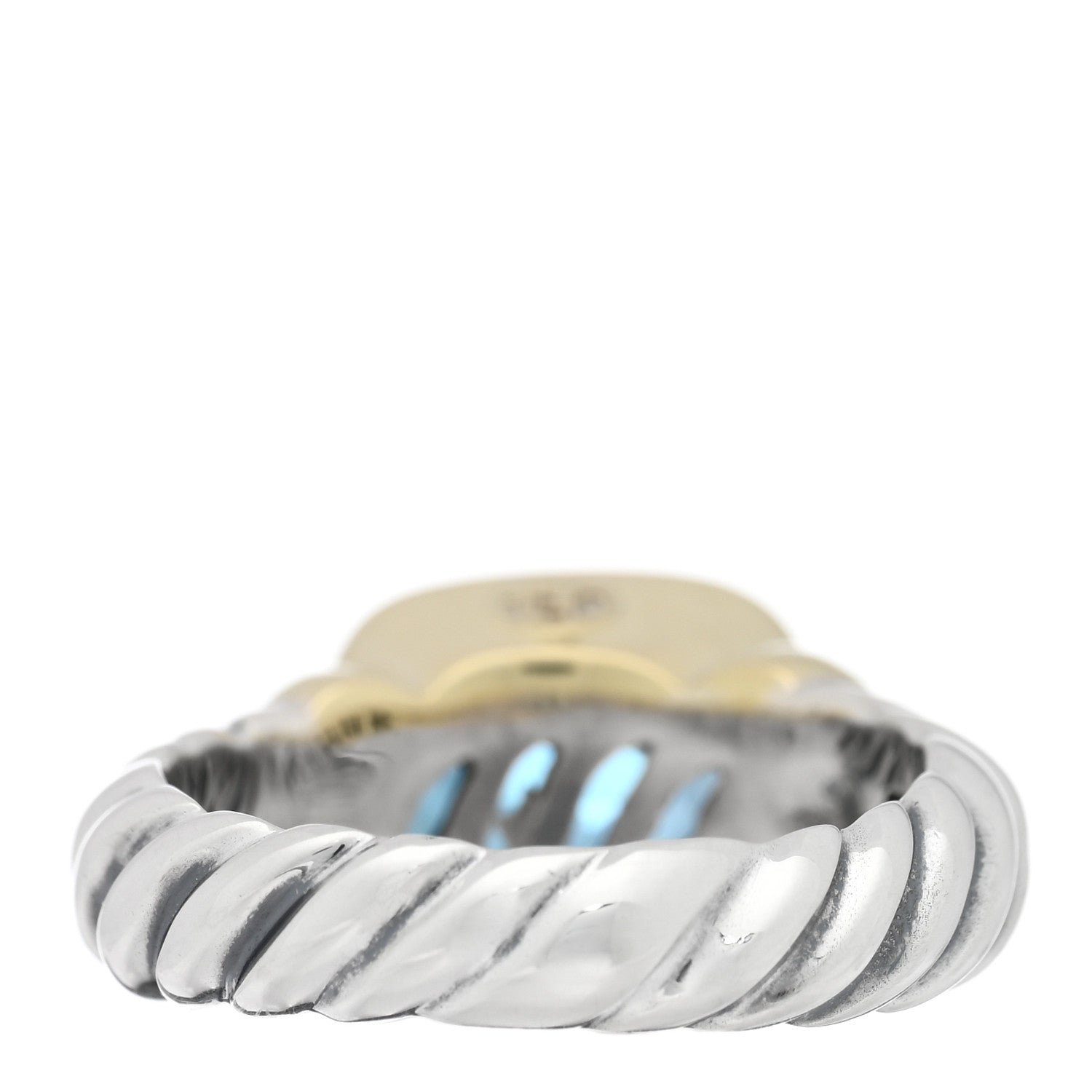 David Yurman Sterling Silver 14K Yellow Gold Blue Topaz 7mm Noblesse Ring 52 6 3 of 4