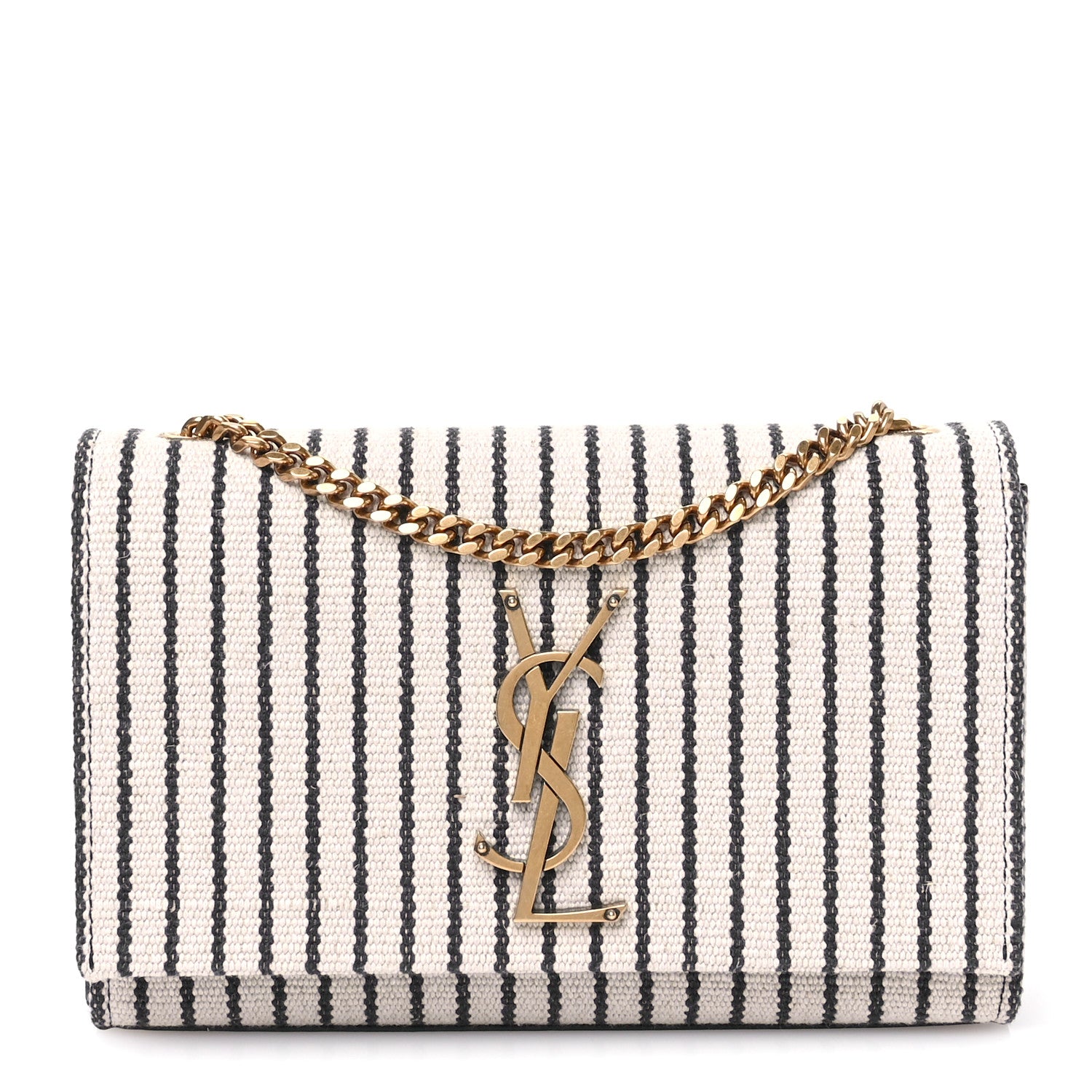 Saint Laurent Canvas Small Striped Kate Satchel Grigio Multicolor 1 of 12