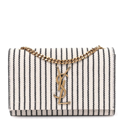 Saint Laurent Canvas Small Striped Kate Satchel Grigio Multicolor 1 of 12