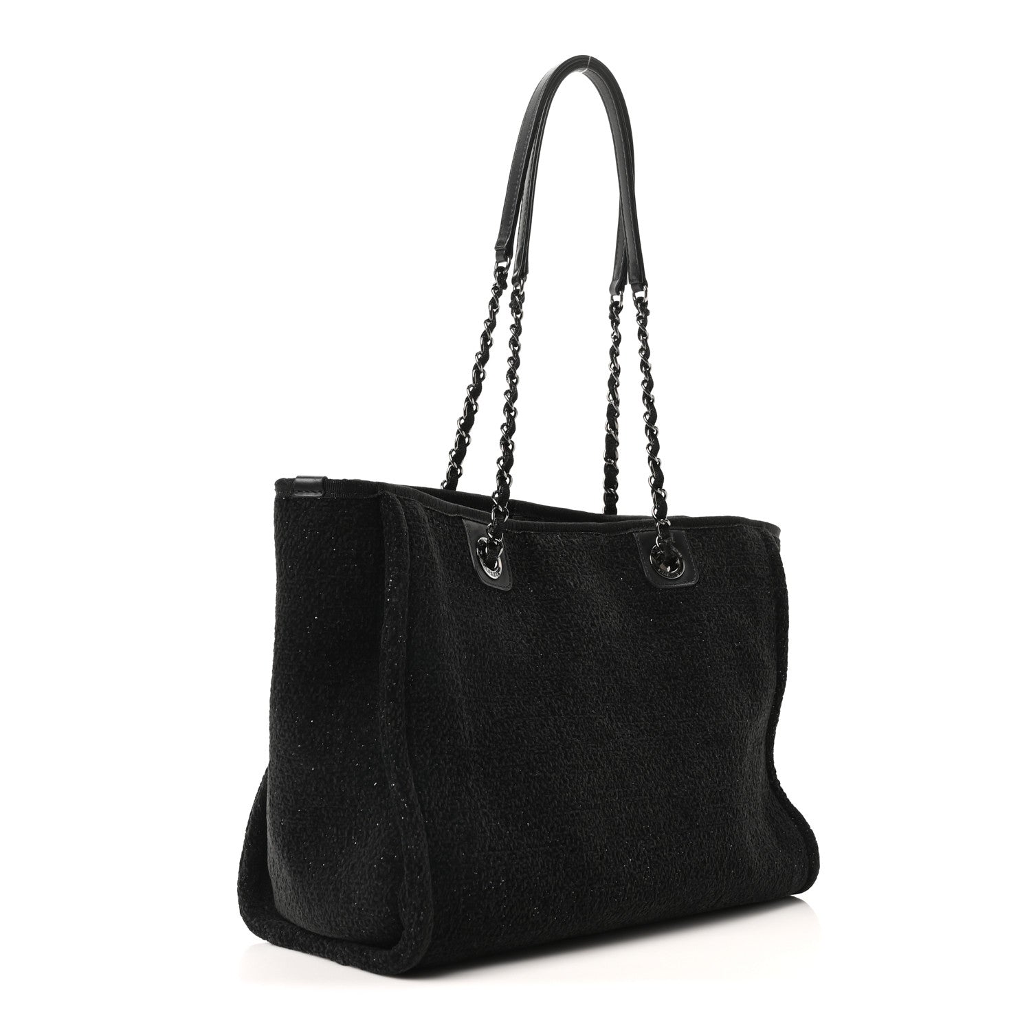 Chanel Lurex Canvas Small Deauville Tote Black 3 of 10