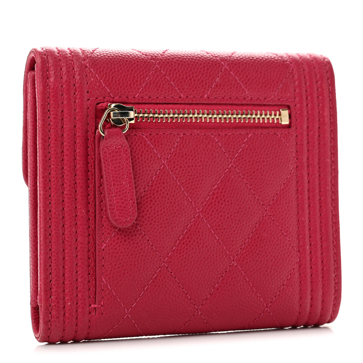 Caviar Quilted Compact Boy Wallet Pink