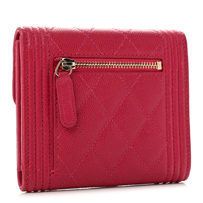 Chanel Caviar Quilted Compact Boy Wallet Pink 3 of 11