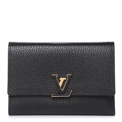 Louis Vuitton Taurillon Capucines Compact Wallet Black 1 of 9