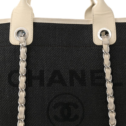 Chanel Woven Straw Raffia Medium Deauville Tote Black White 8 of 19