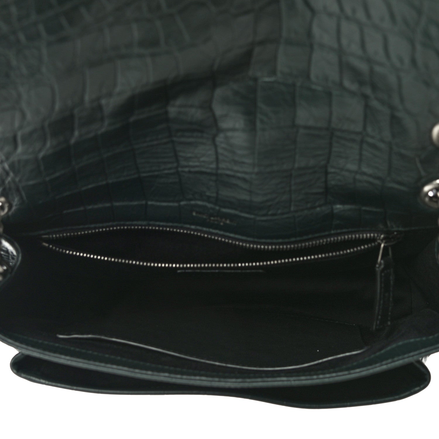 Saint Laurent Crocodile Embossed Calfskin Monogram Medium Niki Chain Satchel Algea 4 of 9