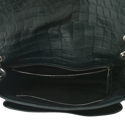 Saint Laurent Crocodile Embossed Calfskin Monogram Medium Niki Chain Satchel Algea 4 of 9
