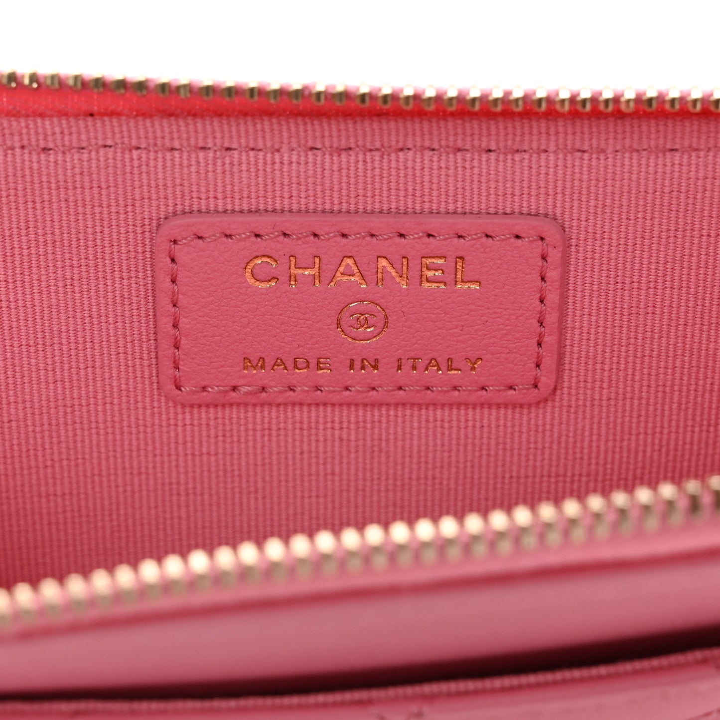 Lambskin Quilted CC Zip Around Card Holder Pink