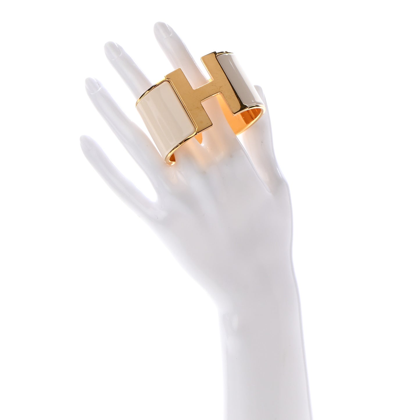 Enamel Extra Wide Clic Clac H Bracelet PM Blanc Percale