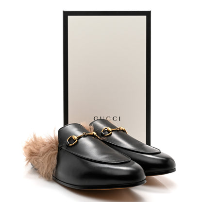 Gucci Calfskin Fur Womens Princetown Slippers 40.5 Black 10 of 10