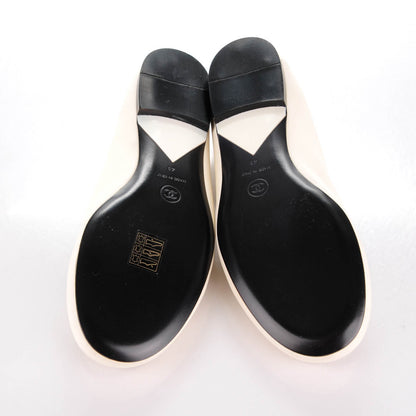 Chanel Lambskin Elastic Mocassin CC Flats 41 White Black 5 of 7