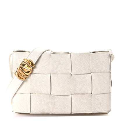 Bottega Veneta Grained Calfskin Maxi Intrecciato Cassette Crossbody Bag White 1 of 12