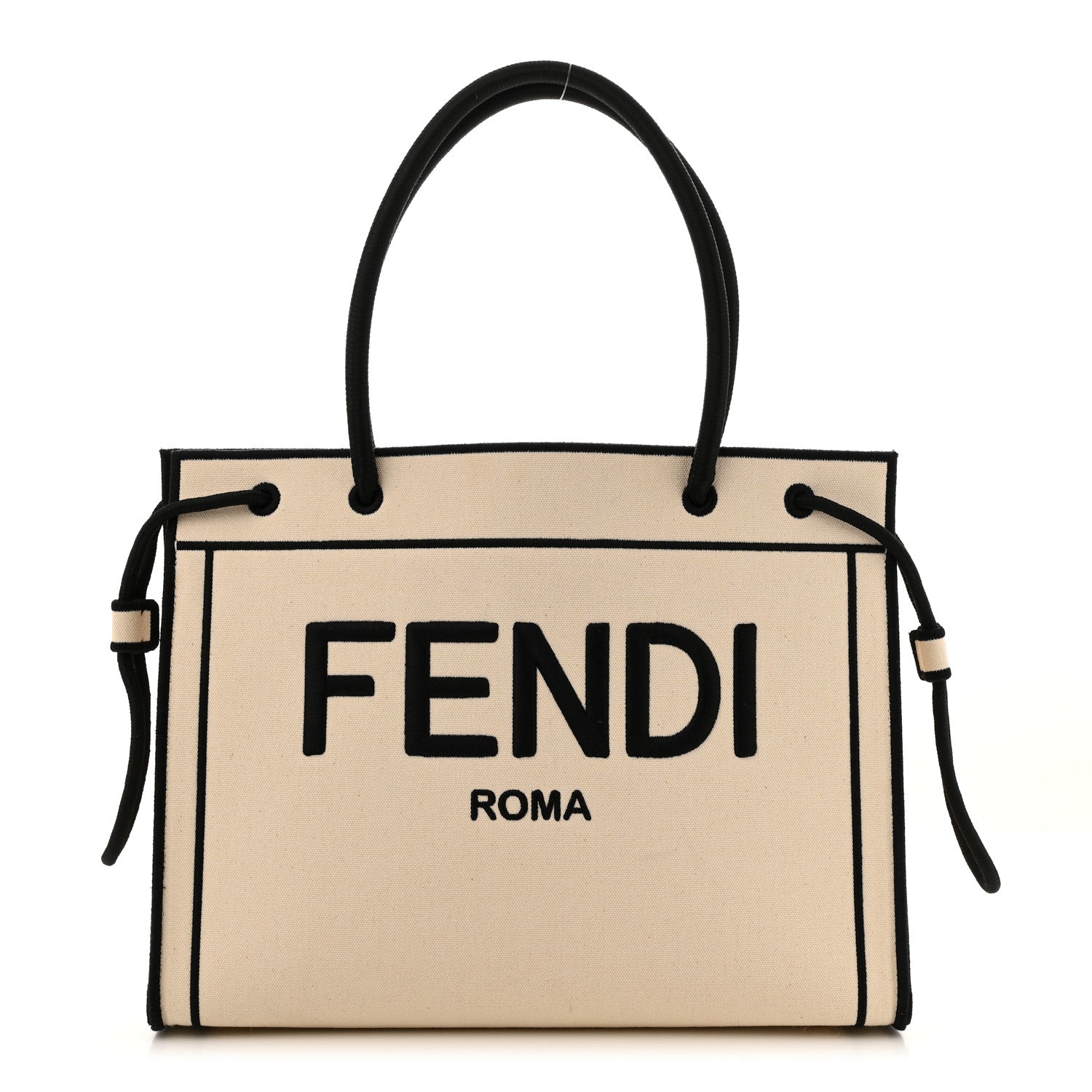 Fendi Canvas Logo Medium Shopping Tote Grezzo Black 1 of 13