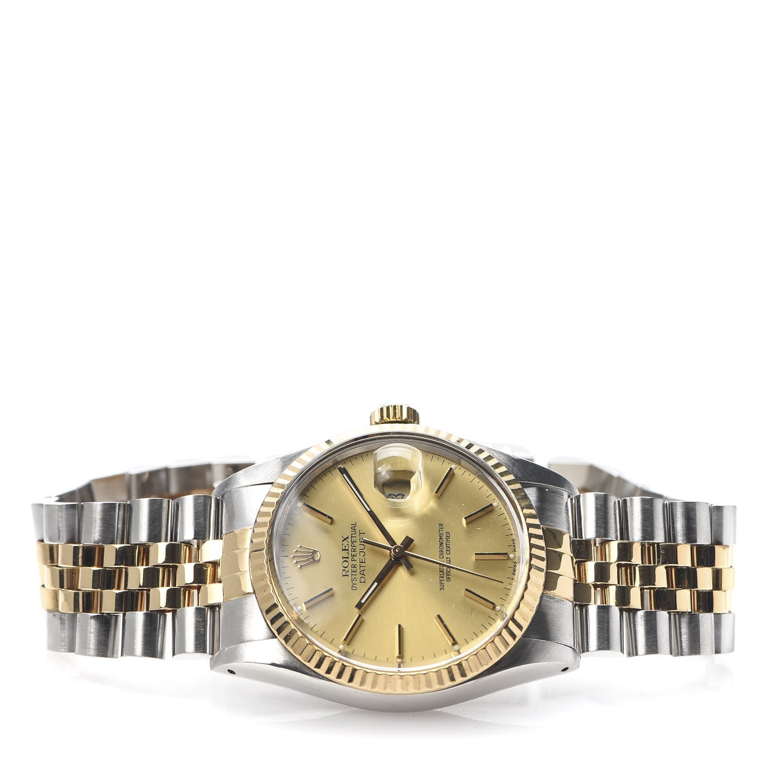 Rolex Stainless Steel 18K Yellow Gold 36mm Oyster Perpetual Datejust Watch Champagne 16013 3 of 6