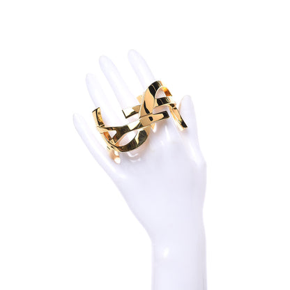 Saint Laurent Brass Monogram Medium Cuff Bracelet Gold 2 of 5