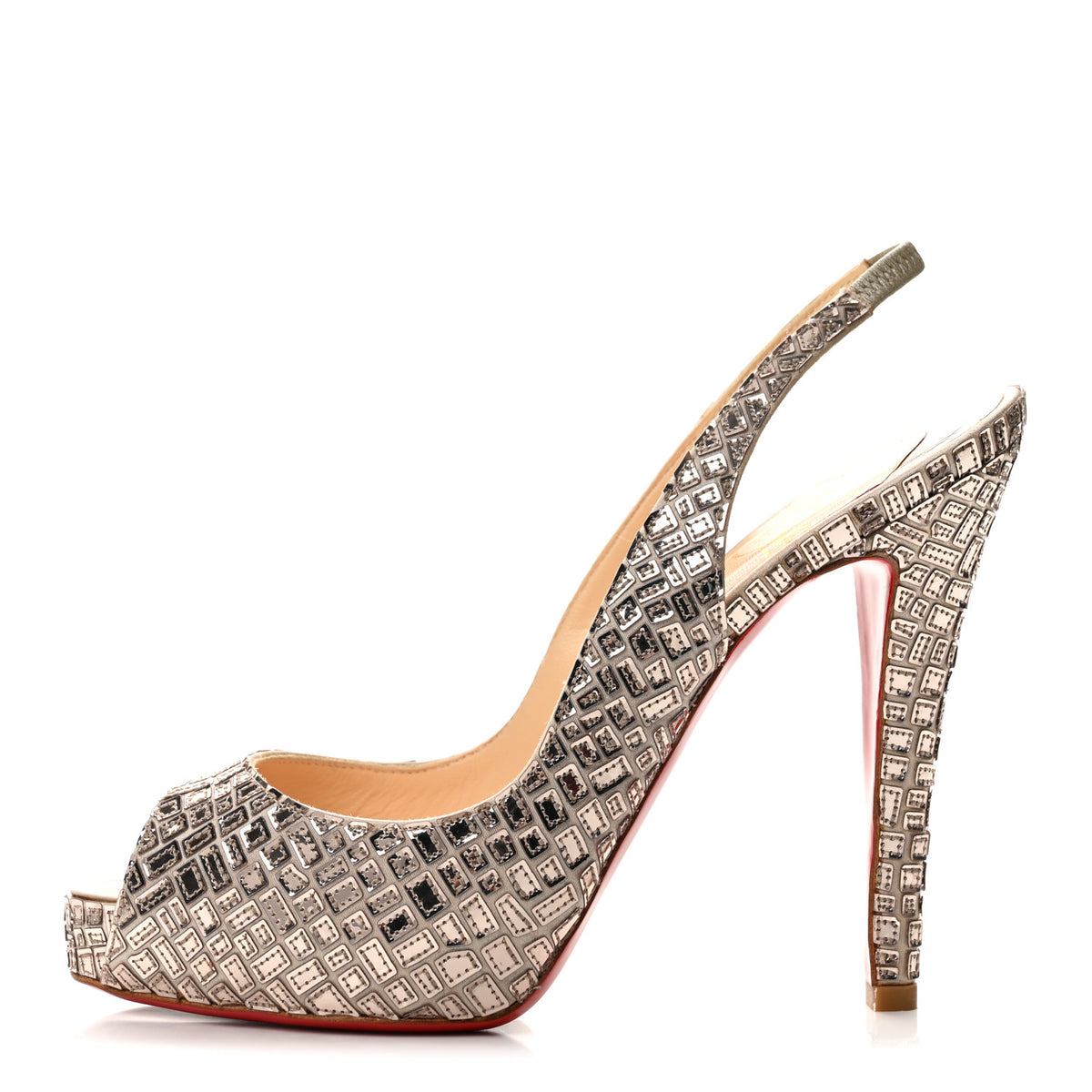Satin Mosaique No Prive 120 Pumps 37.5 Silver