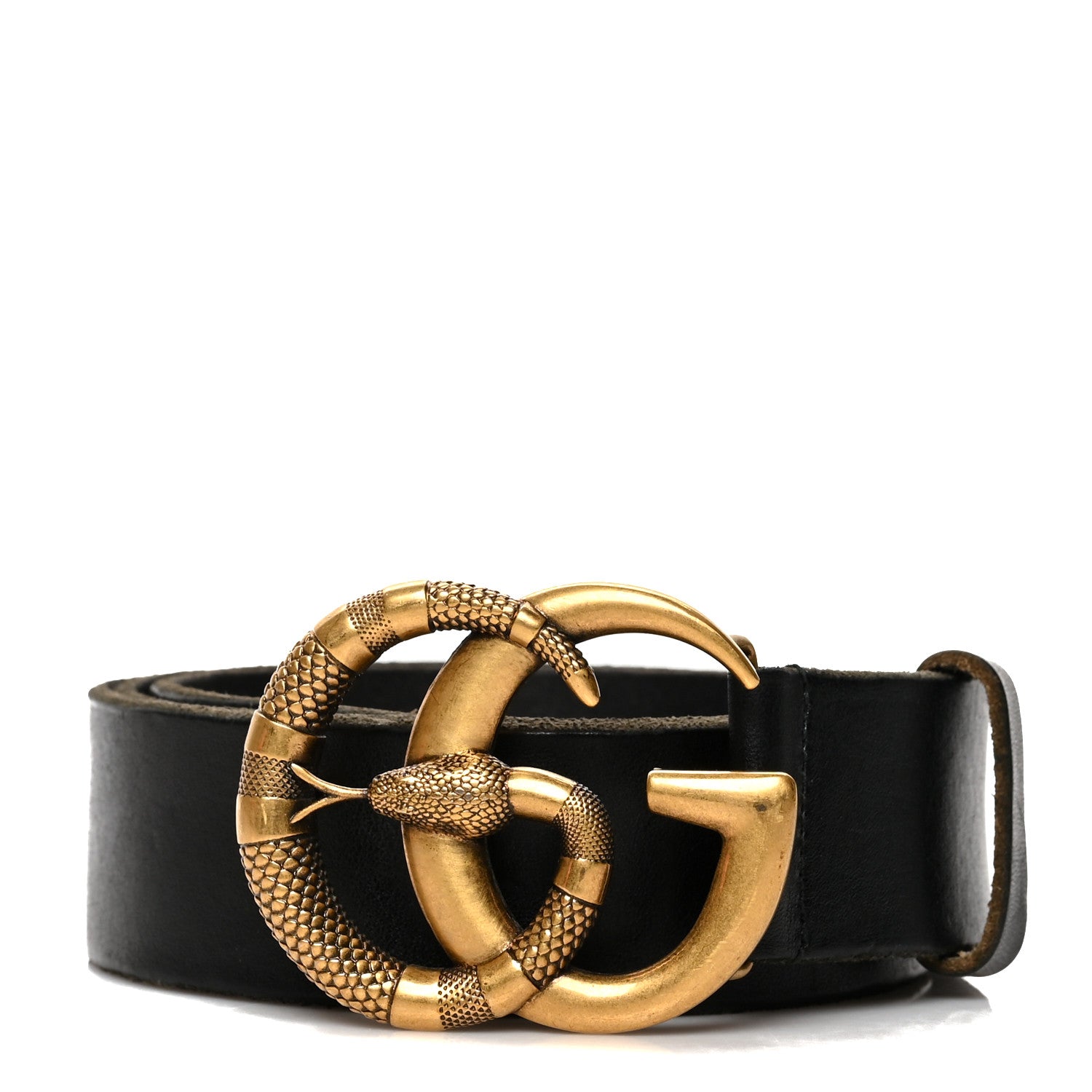 Gucci Faded Calfskin Snake Double G 40mm Belt 95 38 Black 1 of 6