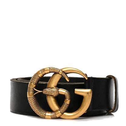 Gucci Faded Calfskin Snake Double G 40mm Belt 95 38 Black 1 of 6